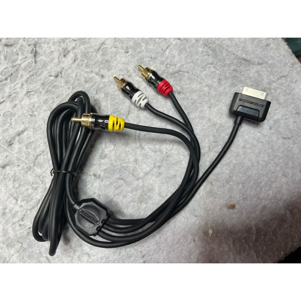 Scosche 30-Pin‎ to RCA Composite AV Cable for iPhone iPad iPod Black Gold Plated